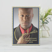 Ankündigung von Abschluss Foto Blue and Gold (Stehend Vorderseite)