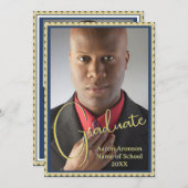 Ankündigung von Abschluss Foto Blue and Gold (Vorne/Hinten)