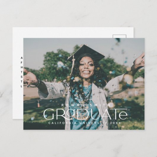 Ankündigung von Abschluss Foto Postkarte (Vorne/Hinten)