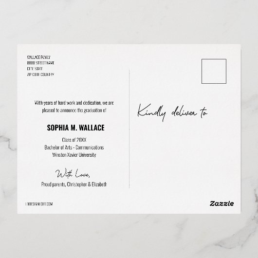 Ankündigung von Abschluss für modernes Script Grad (Rückseite)