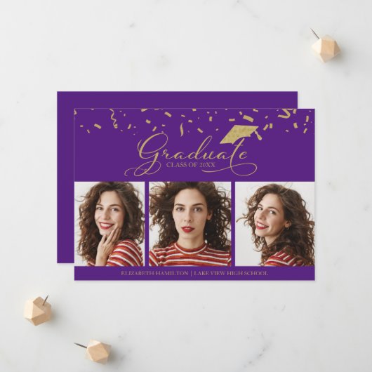 Ankündigung von Abschlüssen an der High School 3 F (Vorderseite/Rückseite Beispiel)