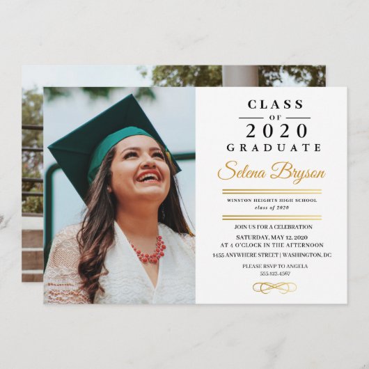 Ankündigung von Abschlüssen Einladung zur Fotokart (Vorne/Hinten)