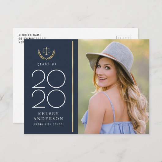 Ankündigung von Abschlüssen in der angesagten Blue Postkarte (Vorne/Hinten)