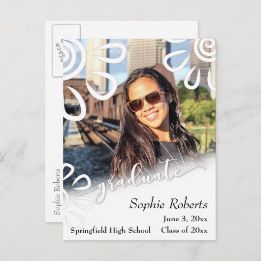 Ankündigung von Abschlüssen mit Foto- und Blumenbi (Vorne/Hinten)