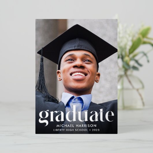 Ankündigung von Abschlüssen mit großformatigem Fot (Stehend vorne)