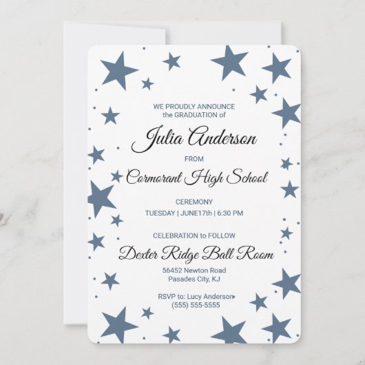 Ankündigung von Abschlüssen mit Stars Graduate Fot (Rückseite)