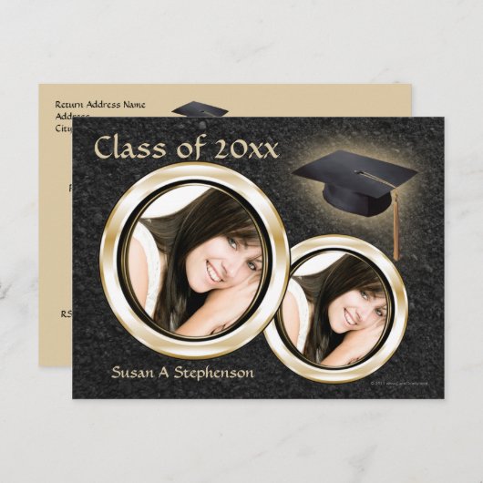 Ankündigung von Abschlüssen Postcard, Black and Go (Vorne/Hinten)