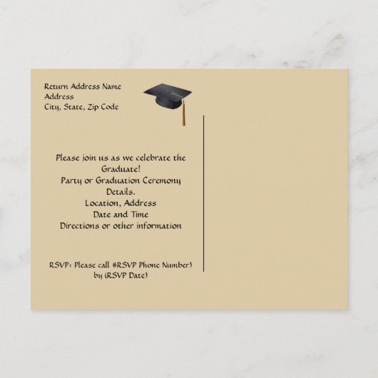 Ankündigung von Abschlüssen Postcard, Black and Go (Rückseite)