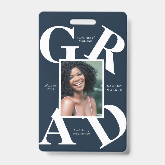 Ankündigung von Absolventen: fette Skriptfarben Ausweis (Front)