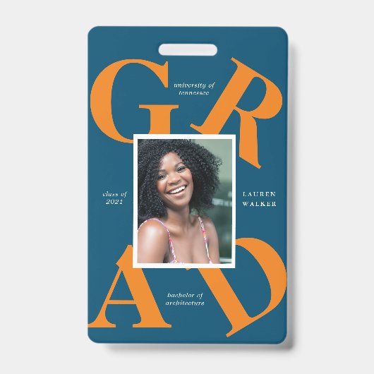 Ankündigung von Absolventen: fette Skriptfarben Ausweis (Front)