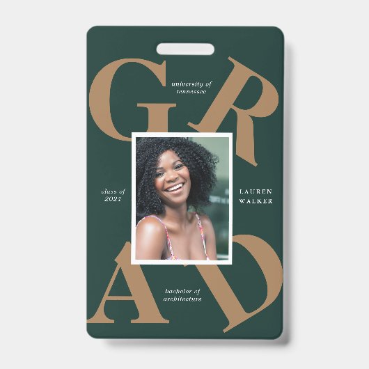 Ankündigung von Absolventen: fette Skriptfarben Ausweis (Front)