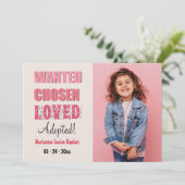Ankündigung von adoptiert Foto (Stehend Vorderseite)