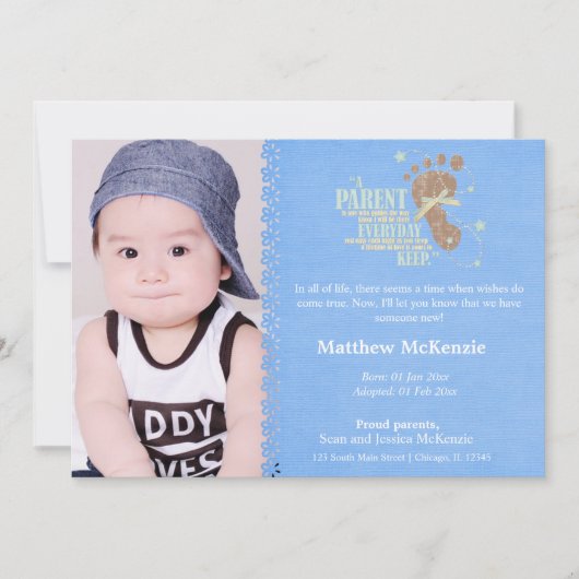 Ankündigung von Adoption Boy (Vorderseite)