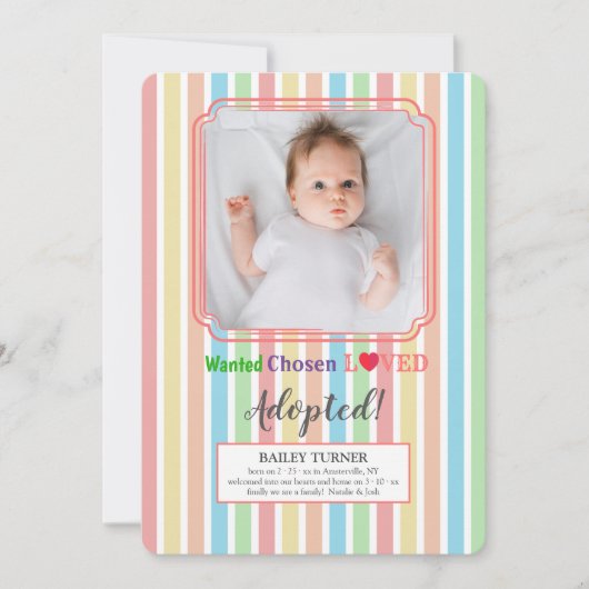 Ankündigung von Adoption für ausgewählte und gelie (Vorderseite)