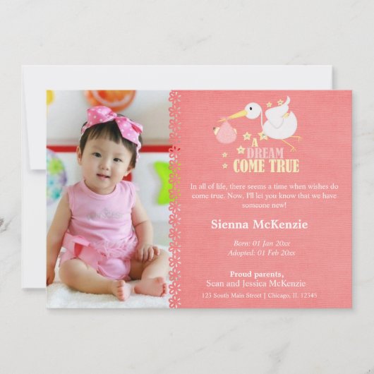 Ankündigung von Adoption Girl (Vorderseite)