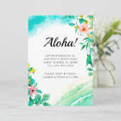Ankündigung von Aloha Pink Floral Beach Moving (Stehend Vorderseite)