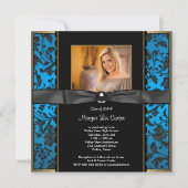 Ankündigung von aquamarin Blue Damask Foto Abschlu (Vorderseite)