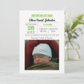 Ankündigung von aquamarin Stripe Foto Baby (Stehend Vorderseite)