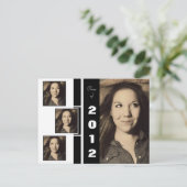 Ankündigung von B&W Vier-Foto-Abschluss Postkarte (Stehend Vorderseite)