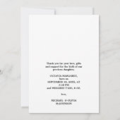 Ankündigung von Baby Birth Foto Dankeschön Karte (Rückseite)