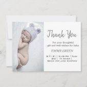 Ankündigung von Baby Birth Foto Dankeschön Karte (Vorderseite)