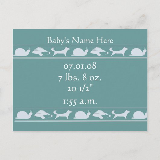 Ankündigung von Baby Boy (Rückseite)