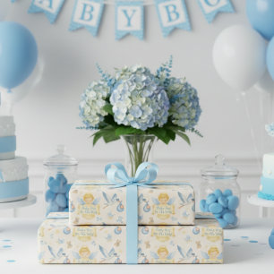 Ankündigung von Baby Boy Angel Stork Geschenkpapier Set