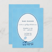 Ankündigung von Baby Boy Blue Dot Train Dusche (Vorne/Hinten)