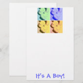 Ankündigung von Baby Boy Briefpapier (Vorne/Hinten)