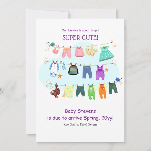 Ankündigung von Baby Clothesline Schwangerschaft (Vorderseite)