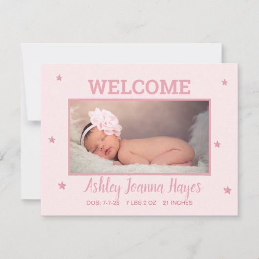 Ankündigung von Baby-Foto - Welcome-Baby-Girl-Kart (Vorderseite)