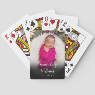 Ankündigung von Babyfoto, Namen und Geburtsdatum Spielkarten