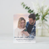 Ankündigung von Beach Foto Verlobung Postkarte (Stehend Vorderseite)