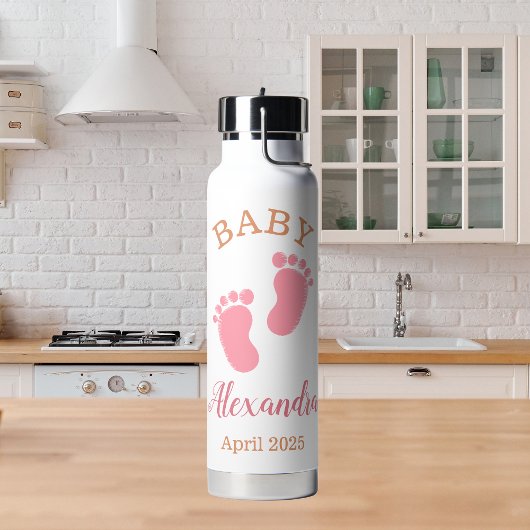 Ankündigung von benutzerdefinierten rosa Babynamen Trinkflasche