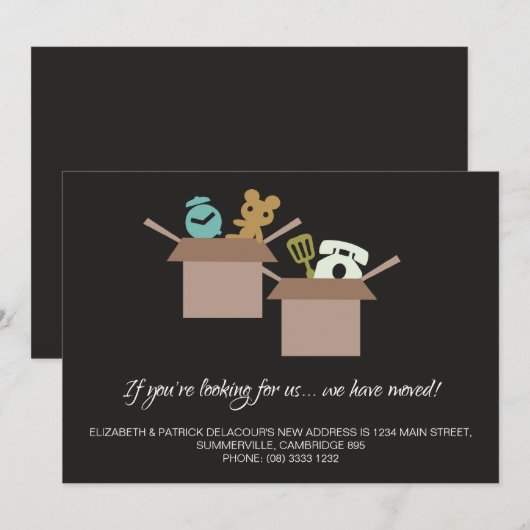 Ankündigung von Bewegungen - Kartonboxen Grafik (Vorne/Hinten)