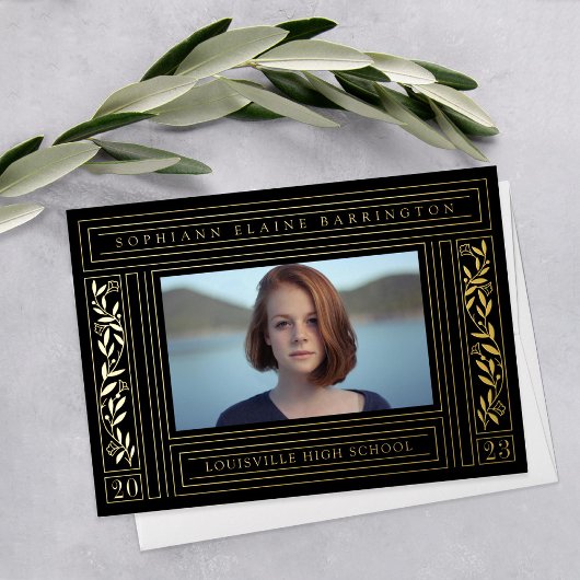 Ankündigung von Black and Gold Abschluss Foto