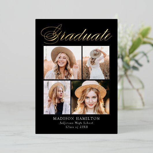 Ankündigung von Black and Gold Foil Script Abschlu (Stehend vorne)