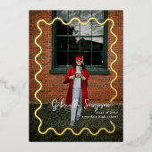 Ankündigung von Black and Gold Simple Foto Abschlu (Vorderseite)