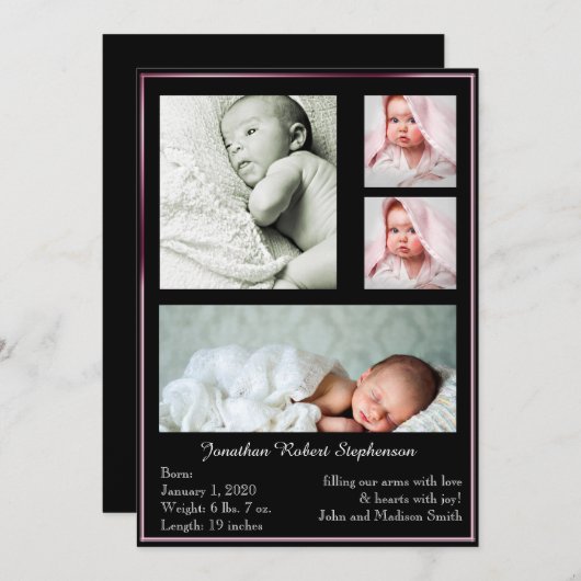 Ankündigung von Black and Pink Multi Frame Foto Ba (Vorne/Hinten)