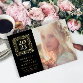 Ankündigung von Black Boho Natural Foto Abschluss