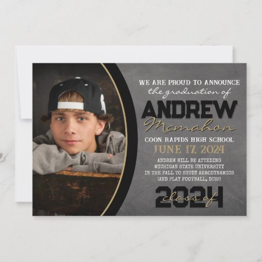 Ankündigung von Black & Bronze Chalkboard Abschlus (Vorderseite)