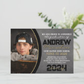 Ankündigung von Black & Bronze Chalkboard Abschlus (Stehend Vorderseite)