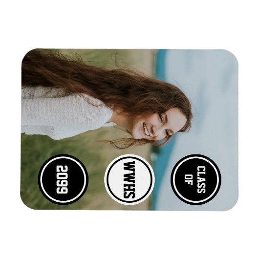 Ankündigung von Black Circles Foto Abschluss Magnet (Horizontal)