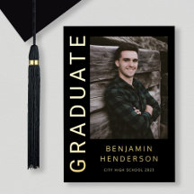 Ankündigung von Black Foto Boy Gold Foil Abschluss