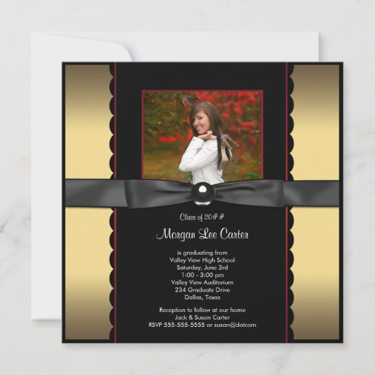 Ankündigung von Black Gold Bow Foto Abschluss (Vorderseite)