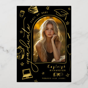 Ankündigung von Black Gold Foil Retro Abschluss