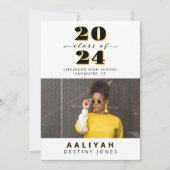 Ankündigung von Black + Gold Foto Abschluss (Vorderseite)