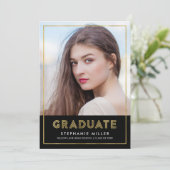 Ankündigung von Black Gold Geometric Foto Abschlus (Stehend Vorderseite)