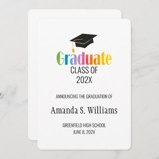 Ankündigung von Black Grad Cap Abschluss (Vorne/Hinten)