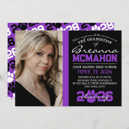 Ankündigung von Black & Lila Paw Print Abschluss